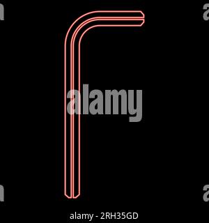 Neon hex key hex key wrench tool fixing concept red color vector illustration image flat style light Stock Vector