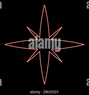 Neon star spark red color vector illustration image flat style light Stock Vector