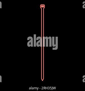 Neon cable tie zip building material red color vector illustration image flat style light Stock Vector