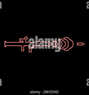Neon shot from the bazouka anti tank system red color vector illustration image flat style light Stock Vector