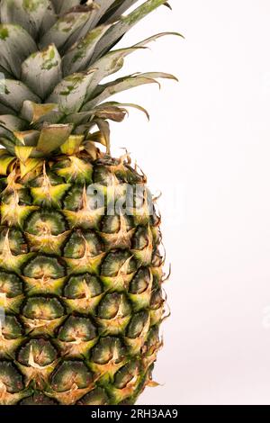 Close up pineapple fronds and peeling Stock Photo