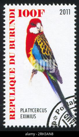 BURUNDI - CIRCA 2011: stamp printed by Burundi, shows parrot, circa 2011 Stock Photo
