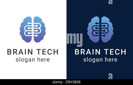 Brain Tech Logo Design Smart Tech Logotype Stock Vector