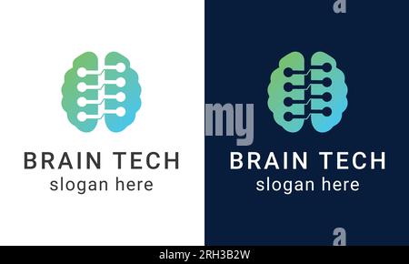 Brain Tech Logo Design Smart Tech Logotype Stock Vector