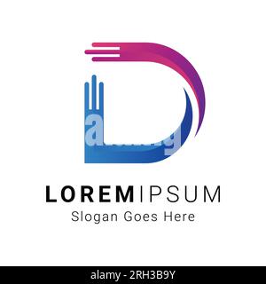 Modern Initial Letter D Monogram Text Letter Logo Design Tech D Logotype Abstract D Tech Stock Vector