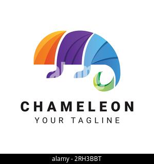 3D Colorful Chameleon Logo Design Abstract Chameleon Logotype Stock Vector