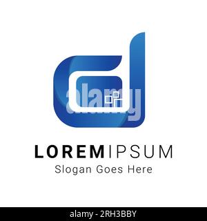Modern Initial Letter D Monogram Text Letter Logo Design Tech D Logotype Abstract D Tech Stock Vector