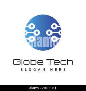 Globe Tech Logo Design Round Globe Logotype Stock Vector