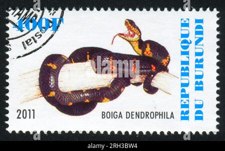 BURUNDI - CIRCA 2011: stamp printed by Burundi, shows snakeskin, circa 2011 Stock Photo