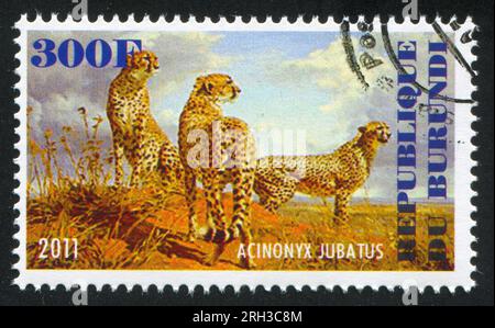 BURUNDI - CIRCA 2011: stamp printed by Burundi, shows Сheetah, circa 2011 Stock Photo