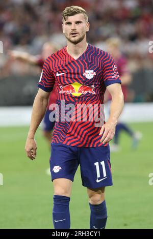 MUNICH, Germany. , . 11 Timo Werner of RB Leipzig during the Supercup Football match between Fc Bayern Muenchen and RB LEIPZIG at the Allianz Arena in Munich on 12. AUGUSTR 2023, Germany. DFL, Fussball, 0:3 (Photo and copyright @ ATP images/Arthur THILL (THILL Arthur/ATP/SPP) Credit: SPP Sport Press Photo. /Alamy Live News Stock Photo