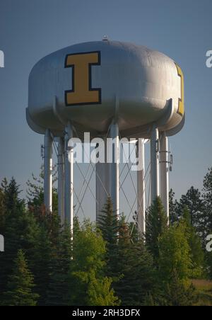 The 'I Tower' watertower. Shattuck Arboretum, University of Idaho, Moscow, Idaho, USA. Stock Photo