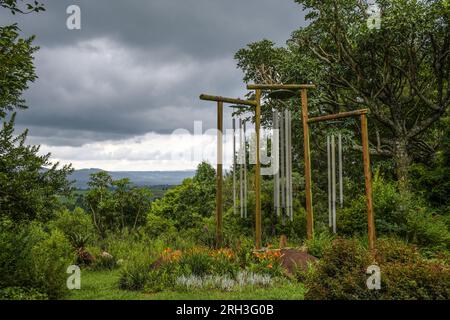 Spiritual meditation chime or outdoor steel chimes in midlands Stock Photo