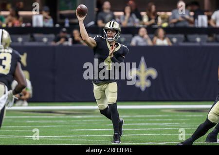 New Orleans, USA. August 13, 2023: New Orleans Saints tight end .Jimmy  Graham (80) runs a route during NFL pre-season game action between the New  Orleans Saints and the Kansas City Chiefs