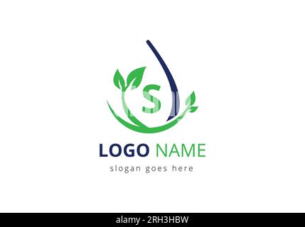 Agriculture Logo On S Letter Concept. Agriculture and farming logo design. Agribusiness, Eco-farm logo Design Vector template Stock Vector