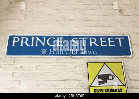 Historical Prince Street in Hull Old Town, in East Yorkshire, UK Stock Photo
