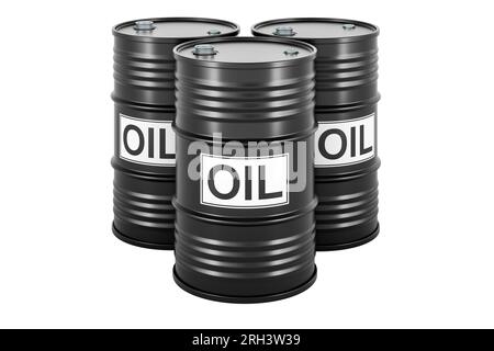 Oil Barrels, 3D rendering isolated on white background Stock Photo