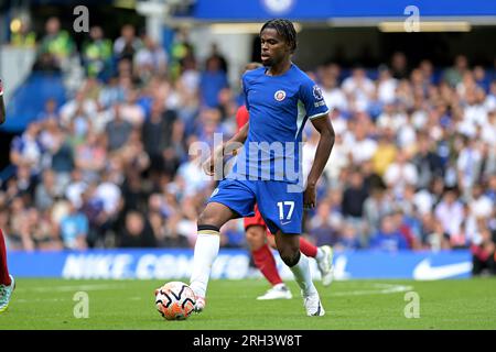 London, UK. 13th Aug, 2023. London UK 13 Aug 23.Carney Chukwuemeka of Chelsea during the Chelsea vs Liverpool Premier League match at Stamford Bridge London Credit: MARTIN DALTON/Alamy Live News Stock Photo