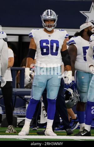 Dallas Cowboys offensive tackle Isaac Alarcon (60) runs onto the field  during a preseason NFL Football game in Arlington, Texas, Friday, Aug. 27,  2022. (AP Photo/Michael Ainsworth Stock Photo - Alamy