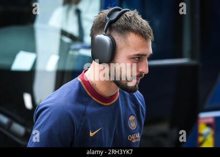 Arnau TENAS of PSG during the French championship Ligue 1 football match between Paris Saint-Germain and FC Lorient on August 12, 2023 at Parc des Princes stadium in Paris, France Stock Photo