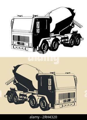 Stylized vector illustration of a concrete mixer Stock Vector Image ...
