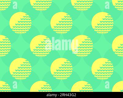 Golf ball seamless pattern. Golf ball on a green background in vintage style, two colors green and yellow. Design for typography, banners and posters, Stock Vector