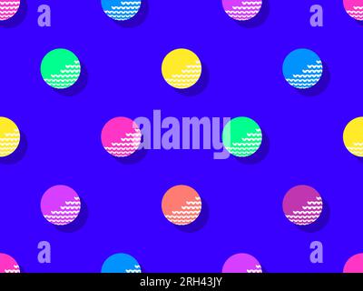 Seamless pattern with colorful golf balls on a blue background. Multicolored golf balls. Design for typography, banners and posters, promotional items Stock Vector