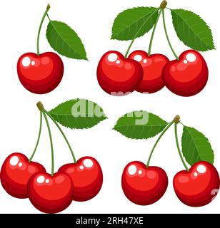Cartoon cherries on white Stock Vector