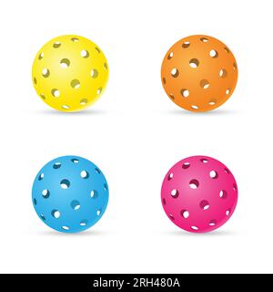 Pickleball balls set with shadow Stock Vector