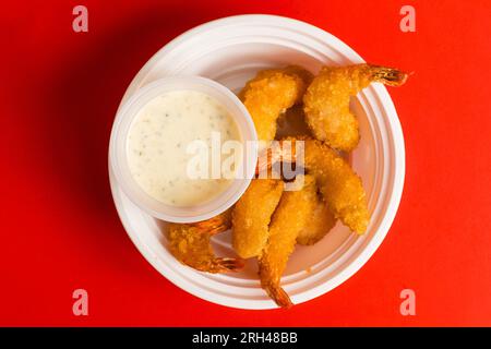 Deep fried shrimp with dipping sauce Stock Photo