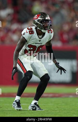 Tampa Bay Buccaneers cornerback Derrek Pitts (38) eyes the