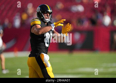 Pittsburgh Steelers tight end Rodney Williams (87) stretches before an NFL  preseason football game against the Tampa Bay Buccaneers, Friday, Aug. 11,  2023, in Tampa, Fla. (AP Photo/Peter Joneleit Stock Photo - Alamy