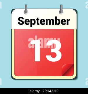 day on the calendar, vector image format, September 13. Stock Vector