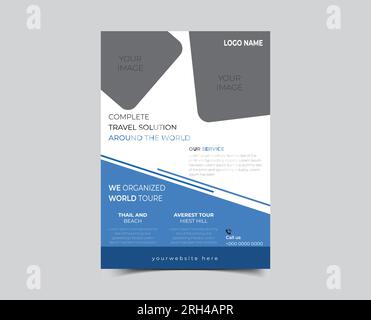 Travel Tour Agency Flyer Template Design Stock Vector