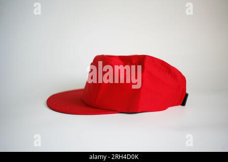 Side view of baseball cap isolated on white background. Snapback hat Stock Photo