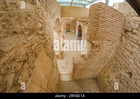 Ruins of the ancient Terrace Houses of Ephesus or Houses on the Slope, located in the Ephesus in Turkey in Central Aegean region. Stock Photo
