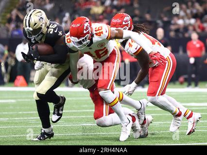 Kansas City Chiefs safety Isaiah Norman (46) during an NFL preseason  football game against the Cleveland Browns Saturday, Aug. 26, 2023, in  Kansas City, Mo. (AP Photo/Ed Zurga Stock Photo - Alamy