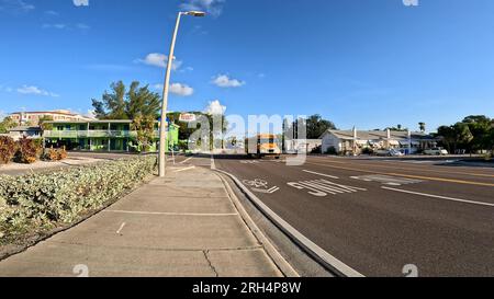 Treasure Island, Fla USA - 08 09 23: Treasure Island beach school bus Stock Photo