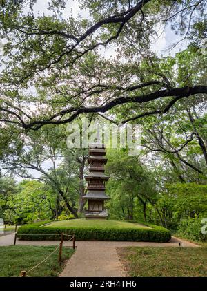 Exterior view of the Japanese garden of Fort Worth Botanic Garden at Texas Stock Photo