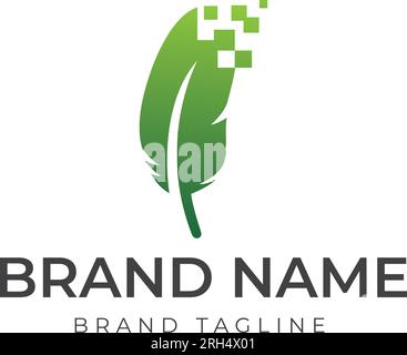feather techno logo. logo combination made from feather and technology logo. Stock Vector