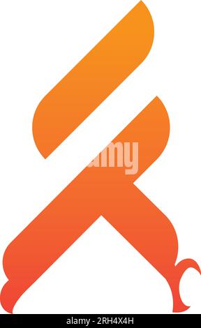 Fire Falcon logo. logo combination made from fire logo with falcon shaped, initial logo template Stock Vector