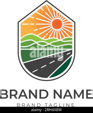 line art travel logo. logo made from travel logo with luxury shape and golden color, logo template. Stock Vector