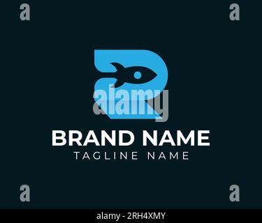 Initial r rocket logo design template vector illustration. logo made from initial R with rocket, initial logo template. Stock Vector