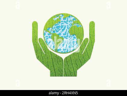 World Environment day concept 2024. Ecosystem Restoration 2024 environment day concept green leaf background. Hand Holding earth Globe In Green leaf Stock Vector