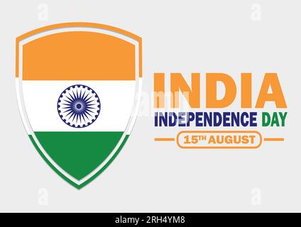creative vector illustration for Indian independence day -15th august. shield with flag of India. Salute India Stock Vector