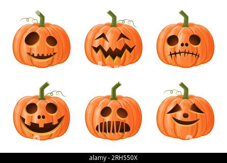Set of halloween pumpkin . Jack o'lantern . Isolated background . Vector . Stock Vector