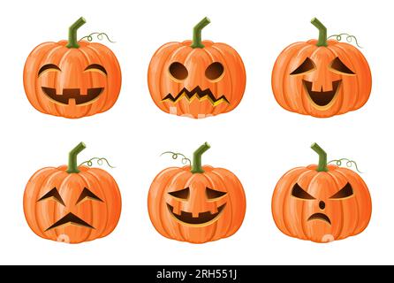 Set of halloween pumpkin . Jack o'lantern . Isolated background . Vector . Stock Vector