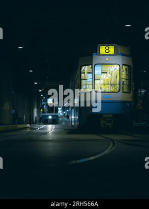 Zurich night traffic impressions, switzerland Stock Photo