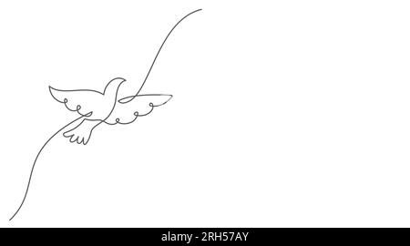 Dove One line drawing on white background Stock Vector