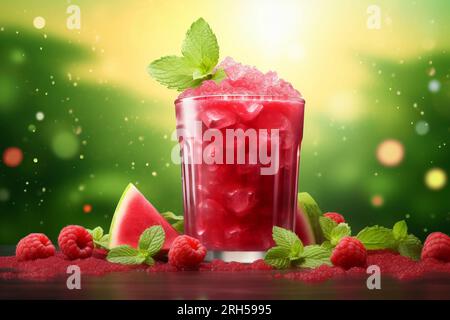 A delectable granita offering the perfect escape from the heat, epitomizing refreshing indulgence. Stock Photo